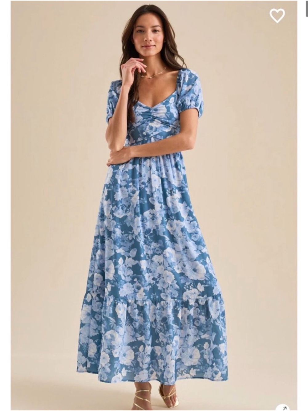 Altar'd State Blue Floral Sweetheart Maxi Dress